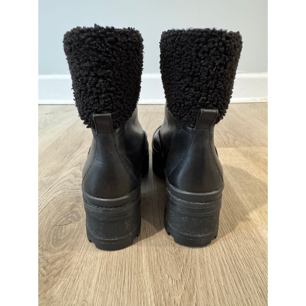 Michael Kors Channing Black Leather Sherpa Platform Boots 7.5 - Picture 4 of 6